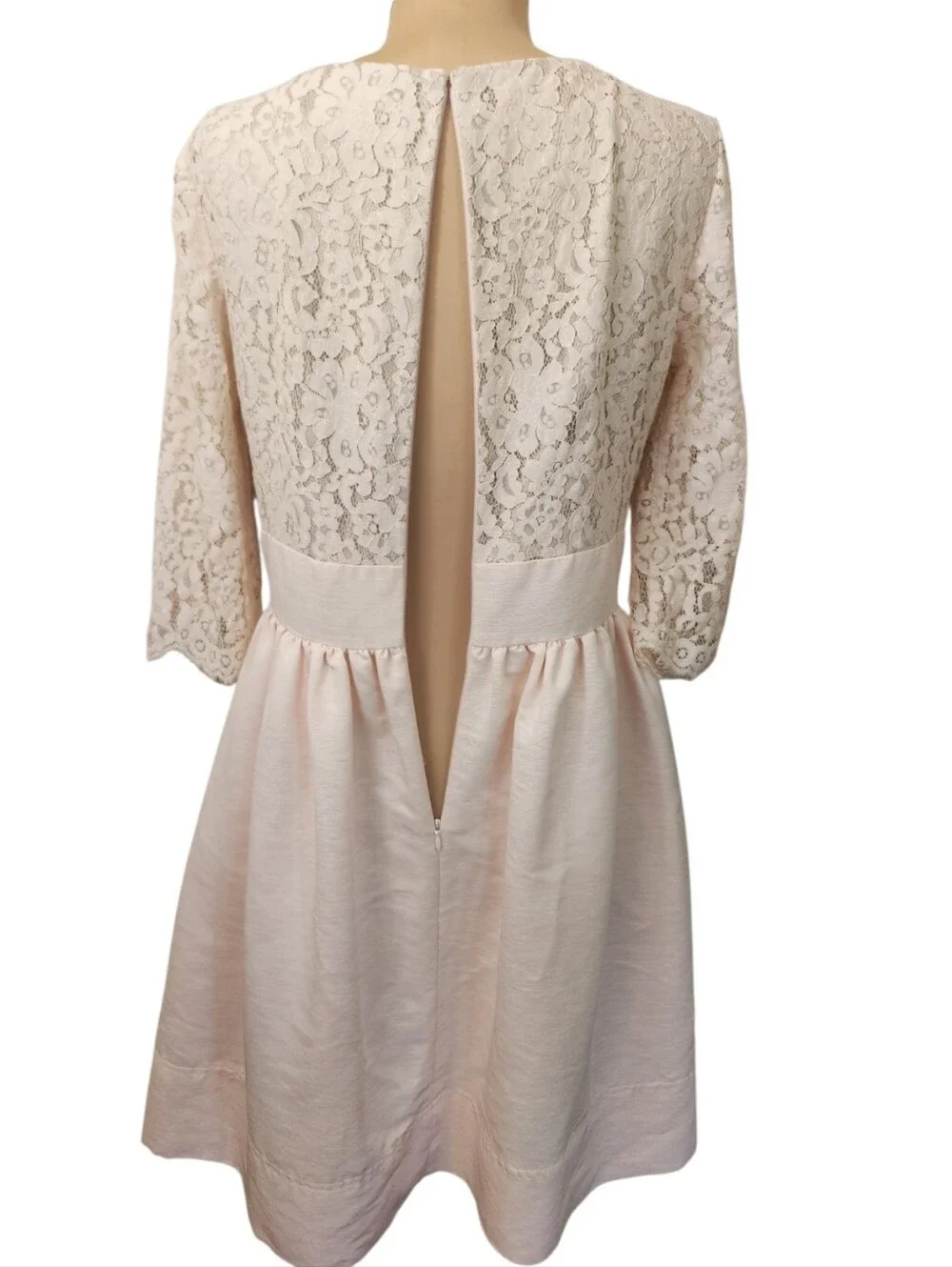 ELIZA J. Blush Pink Lace and Faille Fit & Flare Cocktail Dress - Size 10